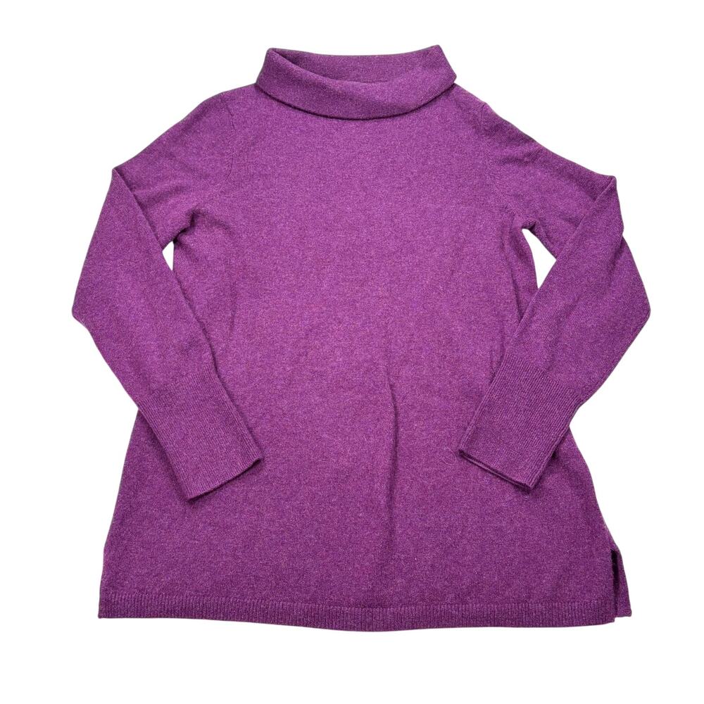 Talbots mock neck purple tunic length cashmere sweater. Size M. quiet luxury